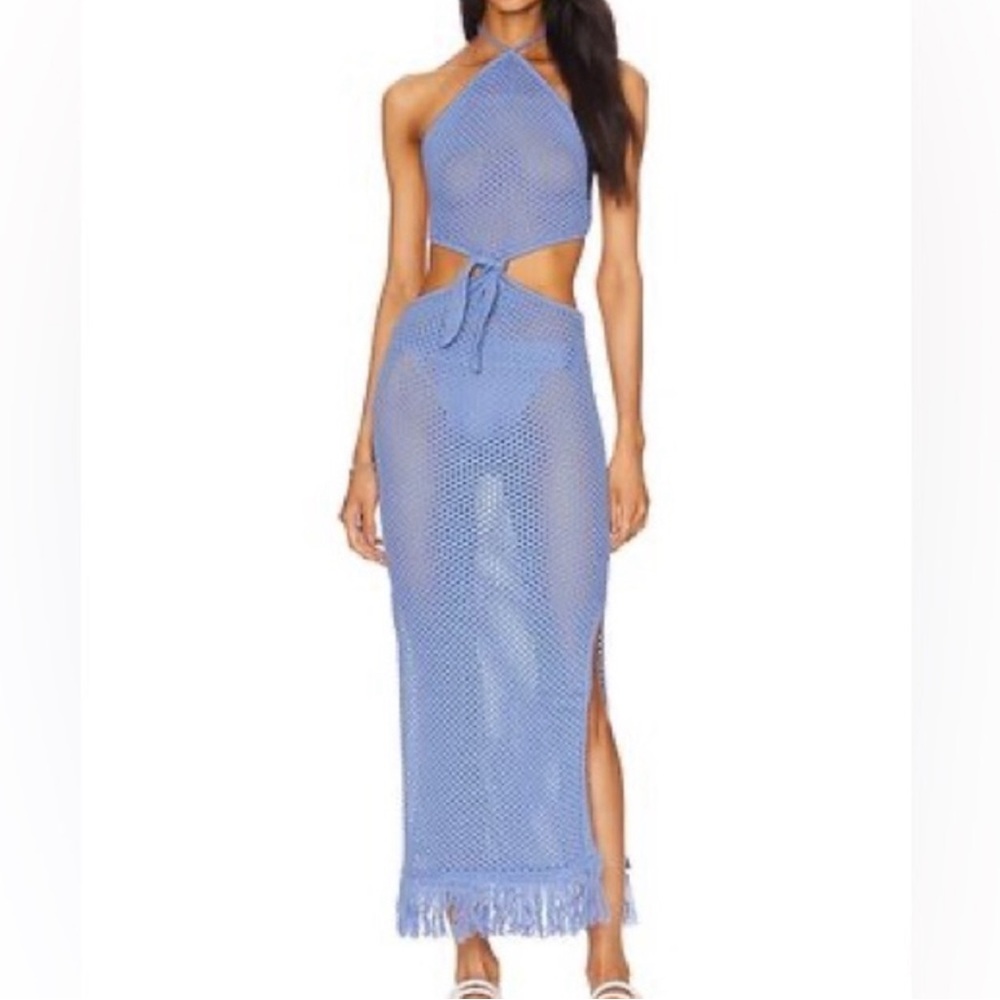 Blue crochet cover up